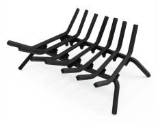 46 cm långt eldstadsgaller robust vedhållare i smide med tjocka järnstänger 46 x 38 x 20 cm svart