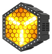 Hexagonal LED-scene ljus, 200W RGB ljusstyrka, flera kontrolllägen,Eu plugg, svart
