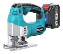 Seesii Borstlös Sticksåg, Kraftfull 750W Motor, Max 45° Fällskärning,med 1X4.0Ah batteri