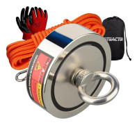 Fiskeredskap Magneter, 350KGX2 Dragkraft, N52 Magnet Set,350KG Dubbel Sidan, Magnet och rep