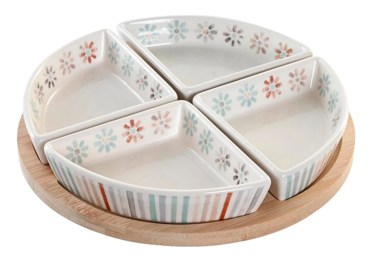 Snacksbricka DKD Home Decor 21,5 x 21,5 x 1 cm Multicolour Stengods
