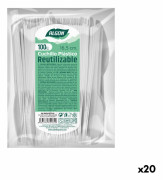 Knivset Algon Återanvändningsbar Vit 20 antal 16,5 cm