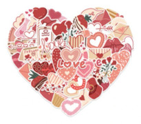58 st Alla hjärtans dag-dekaler Kärlek Estetiska Röda hjärtdekaler Vattentäta Vinylklistermärken för Scrapbooking DIY-hantverk