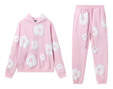 DENIM TEARS Kapok-skumtryckt tröja med huvtröja och sweatpants i amerikansk par-stil, avslappnad kostym, trendig herr-ins