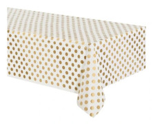 Duk - Unik - Fläckig vit guld - 137 x 274 cm - Syntetisk - Rektangulär