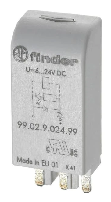 99.02.0.024.98 - Varistor Module with Green LED 6...24 VAC/VDC, Finder