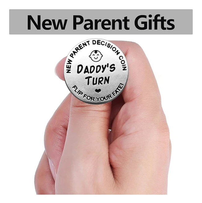 Rolig Beslutningsmynt för Nya Föräldrar, Presenter till Mamma Pappa, Nyfödd Bebis Presenter, Slantsingling Beslut, Baby Shower Present, Födelsedag, Årsdag, (Silver)