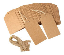300 st Kraftpapperspresentetiketter Eleganta Bokmärkesetiketter med 20 m Snöre