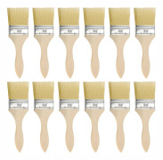Set med 12 Väggmålningspenslar - Borsthuvud 6 cm & Total Penselstorlek 19,5 cm - Platt Pensel