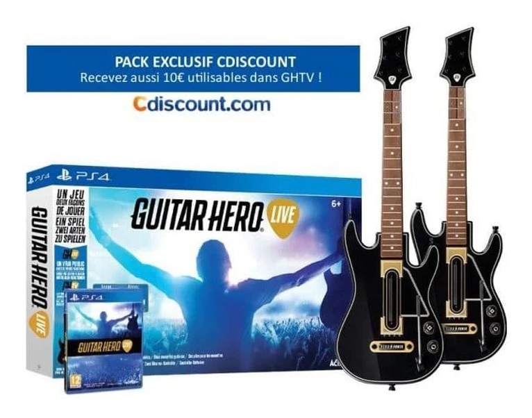 Packa Guitar Hero Live PS4-spel + 2 gitarrer för PS4- USED