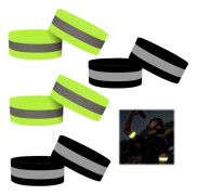 Reflexband (4x35cm), Elastiskt Reflexarmband, Reflexklämma för Cykelbyxor, Elastiskt Reflexbandset för Utomhusjogging