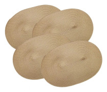 Set med 4 Ovala Bordsunderlägg i Jute Beige (3045cm)