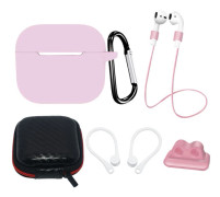 AirPods 3 Silicone Case Set + Case/Ear Hook/Neck Strap/Watch Strap Holder/Carabiner Clasp - pink