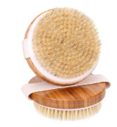 Exfolierande Anti-Cellulitborste i Bambu för Huden - Duschborstar för Kroppen med Naturliga Borststrån för Torr- eller Våtanvändning - Borste p