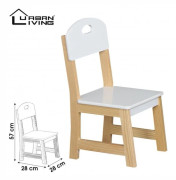 Trä stol för barn - AC-DÉCO - L 28 x l 28 x H 57 cm - Vit och beige