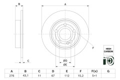 Bromsskiva, Bakaxel - mercedes-benz - OE 247 423 01 12, A 247 423 01 12