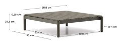 KAVE HOME Sorells soffbord för utomhusbruk, rektangulärt - grön aluminium (89x91)