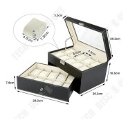 TD® Watch Box Läder Presentbox Herr Dam-Visa 20 klockor med dubbla lager för smycken-smycketillbehör