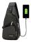 Crossbody-väska för män, bröstväska med USB-laddning och hörlursuttag, rese-ryggsäck (med 1*USB-kabel), One Size, Svart