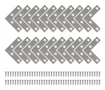 20 st Metall L-formade Fästen Raka Platta Hörnvinklar med Skruvar för Reparation och Stöd av Trämöbler och Skåp 50*50mm