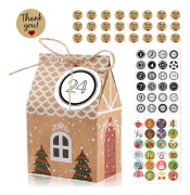 Julgodis Påse Presentförpackning, Nedräkningspresentförpackning, Julhus Adventskalender Påse 24st