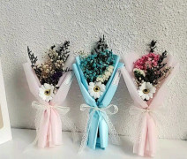 Glöm-mig-ej Gypsophila Konserverad Blombukett, Bärbar Torkad Blombukett Presentask (Rosa Gypsophila Blandad Bukett)