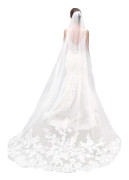 Enkellagers Brudslöja Bröllopsslöja Spetsbroderi Brudtillbehör 3m (Off White)