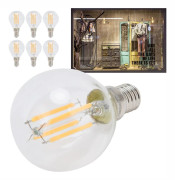 6 st G45 E14 LED-lampor 4W Klar Vintage Filamentlampa för Ljuskronor Varmvitt Ljus