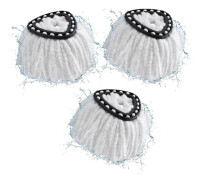 3-pack Mopphuvuden Ersättning, Kompatibla med Vileda, 2-i-1 Turbo Mopphuvud Ersättning, Mikrofiber Spin Mopp Refiller (Vit)