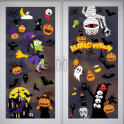 Halloween Fönsterdekaler PVC Dubbelsidiga Dekaler Fönsterdekaler Pumpa Häxa Återanvändbara DIY Halloween Party Dekorationer Fönsterdekaler 21*29.5cm