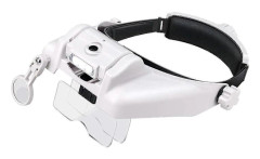Huvudband med förstoringsglas och LED-lampa, huvudmonterat förstoringsglas med visir, handsfree-headset, förstoringslupp för precisionsarbete, sömnad, hantverk, R