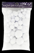 Pompar - 0 - Paket med 72 - Vit - Varierande diametrar - Tyg