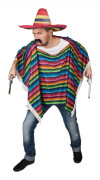 Flerfärgad mexikansk poncho med fransar för vuxna. Size-One size