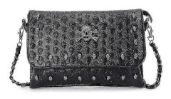 Dam Handväska Nitar Gotisk Dödskalle Väskor Kedja Messenger Crossbody Axelväska, Happy H