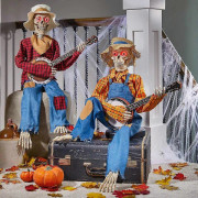 Halloween Animerade Banjo Skelett, Halloween Dekoration Skelett Spelar Banjo, Roliga Animerade Duellerande Banjo Skelett, Roliga Animerade Banjo Skelett f AB 2 pack