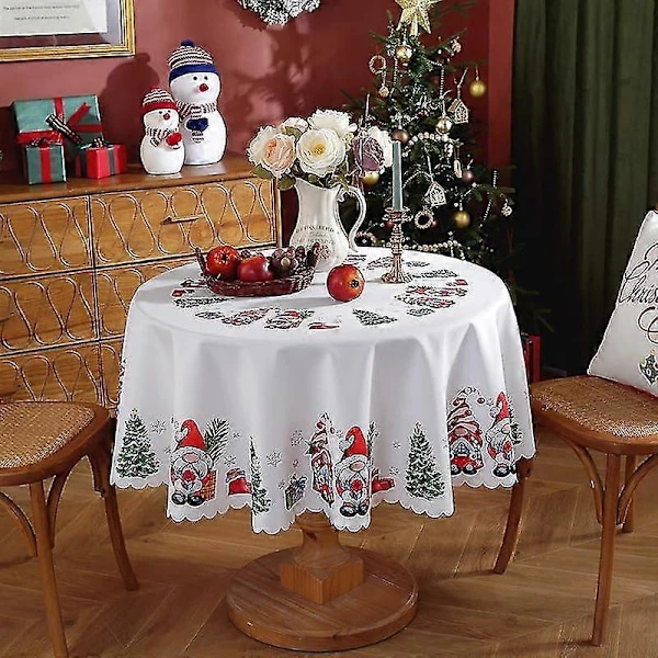 Julbordsduk Rund Julbordsduk Tvättbar Julbordsduk D 59 inches