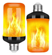 2 st E27 Flamljuslampa, 5W LED Flammeffekt Lampa med 4 Belysningslägen, Dekorativ för Inomhus och Utomhusbruk