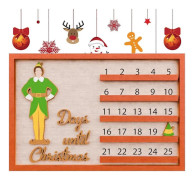 Nedräkningskalender, Dagar Kvar Till Jul Skylt, Trä Nedräkningsdekor, Rustik Juldekor, Tecknat Mönster Bordsdekor, Tomte