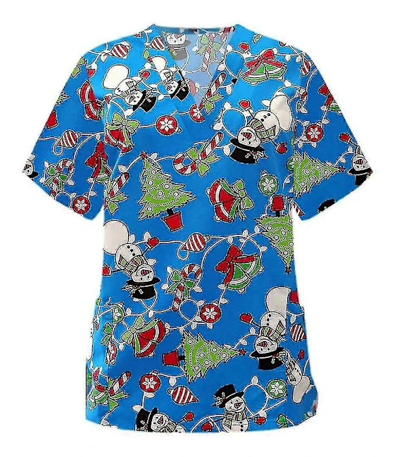 Jul Kvinnor Amning Uniform Skrubb Kortärmad T-shirt Jul Blus Toppar