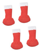 4-pack Julmöbelstrumpor Älvbordsstolsbensskydd Golvskydd för Julfest DEKOR, Röd (11x3cm)