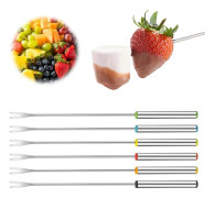 Fonduegafflar, 6 st Rostfria Fonduegafflar, Ost, Marshmallow, Choklad, Frukt, Kött