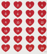 Stickers - Adventsiffror hjärtan - 15x16,5 cm