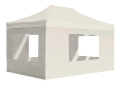 vidaXL Hopfällbart partytält med väggar aluminium 4,5x3 m gräddvit