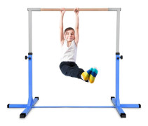 Gymnastikstång, höjdjusterbar gymnastikstång, fjädrande horisontell stång, rosa/blå-blå