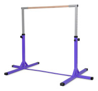 Gymnastikstång, höjdjusterbar gymnastikstång, fjädrande horisontell stång, rosa/blå/lila-lila