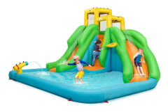 Bouncy Castle Water Park med två rutschbanor klättervägg 400 x 361 x 255 cm (utan blåsare)