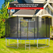 Ø 487cm trampolinskyddsnät för trädgårdstrampolinersättningsnät på utsidan med dragkedja