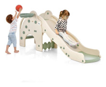 Slide Outdoor 4 in 1 rutschkana för barn & tunnel & basketbåge & stege 187,5 x 75 x 77,5 cm Grön