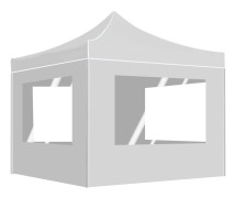 vidaXL Hopfällbart partytält med väggar aluminium 3x3 m vit