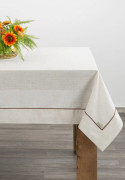 Dekorativ duk NATU-9 145x240 Eurofirany naturell med brun passpoal